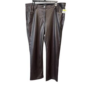 New HALOGEN Women's Black 5-Pocket Leather Pants Size 16W